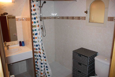 salle d'eau avec douche, lavabo et wc